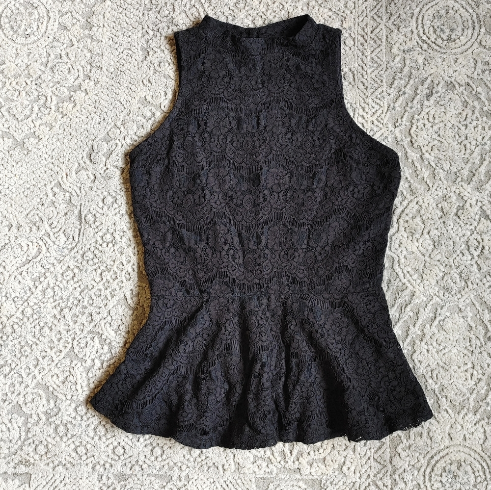 Black Lace Peplum Top